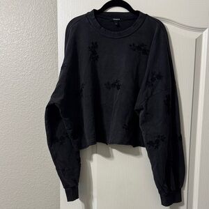 Torrid 1X Black and grey floral Sweatshirt